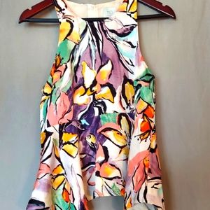 HD In Paris Anthropologie Floral Sleeveless Top Sz 8